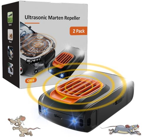 Gerbala Repellente Martore Auto con Ultrasuoni, Repellente ad Ultrasuoni, 12V Repellente Topi per Auto, Ultrasuoni per Topi, ltrasuoni per Allontanare Roditori dal Vano Motore, Soffitta(A)