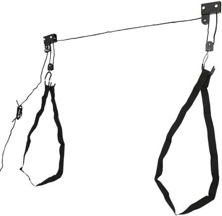 HUSPOO Kayak Hoist - 125.66 Lbs Ceiling Mount Kayak Canoe Hoist, Made with Flexible Padded Nylon, Storage Sling for Kayaks, Canoes, Bikes, Cargo Box, or Ladder Storage