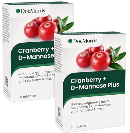 DocMorris Cranberry + D-Mannose Plus – Mit Vitamin B2 zur Unterstützung der Schleimhäute & Zellschutz - Duo