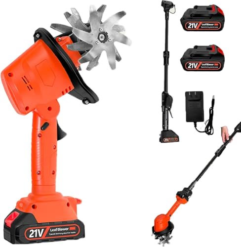 21V Cordless Electric Garden Tiller,Electric Mini Digging Hoe,Lightweight Cultivator with Manganese Steel Blades,Dual Safety Switch,for Weeding(Electric micro tiller)