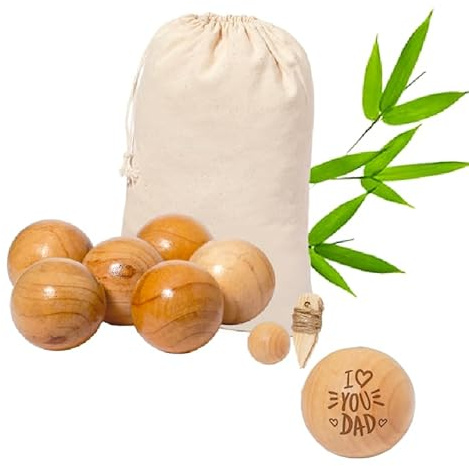 mabouteille.fr Pétanque Set en Bois - Boule de Petanque personnalisée Gravure Laser | 6 Boules, 1 cochonnet & Corde de Mesure [ Accessoires Petanque ]