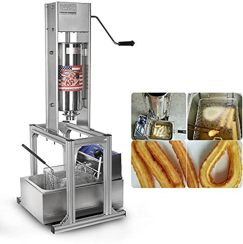 KLYDBMYT Macchina per Churros Commerciale, Macchina Verticale per Churros spagnoli, Macchina Manuale per Churros Robusta, friggitrice elettrica da 6 Litri, 4 ugelli