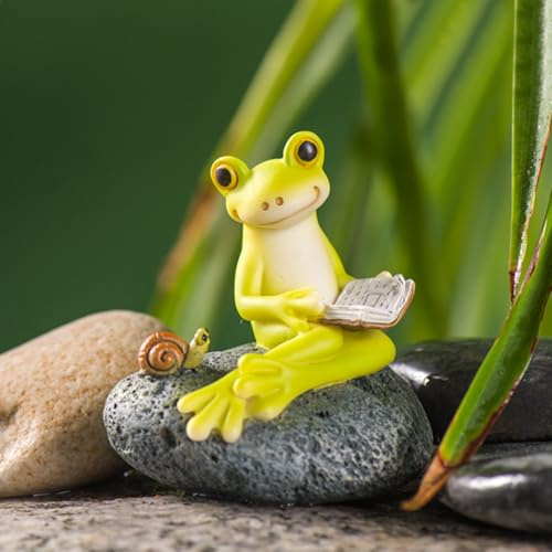 Gartenteich Deko Figuren Frosch Teichfiguren für Außen Landschafts Tier Dekoration,Mini Teich Deko Garten Frösche für Miniteich,Dekofiguren Feen Micro Landscape Ornaments Gartendeko für Draußen (05)