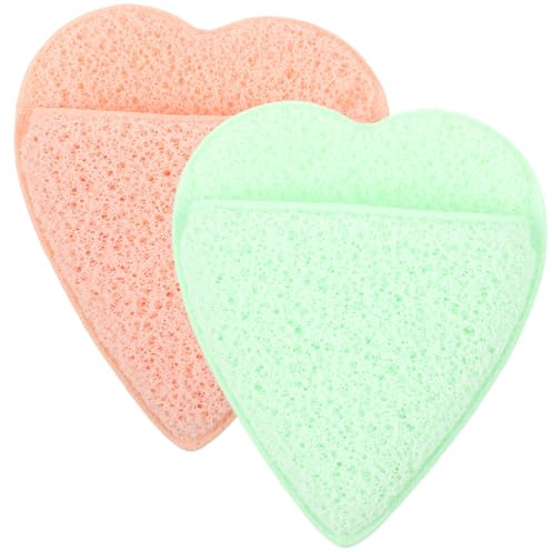 HONITANO 2 Stück Exfolierende Gesichtsreinigungshandschuhe aus Porentiefe Make Up Entfernung Sanftes Peeling Ergonomisch Tragbar Farblich Sortiert Orange Grün