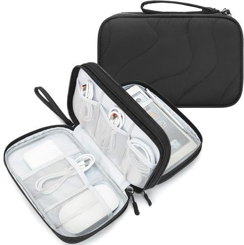 Skycase Kabeltasche,Reise Travel Gadgets Kabel Organizer Tasche,Travel Essentials Tech Pouch Bag für Kabel Powerbank Elektronische Accessoires Kabeltaschen(Dunkelschwarz)