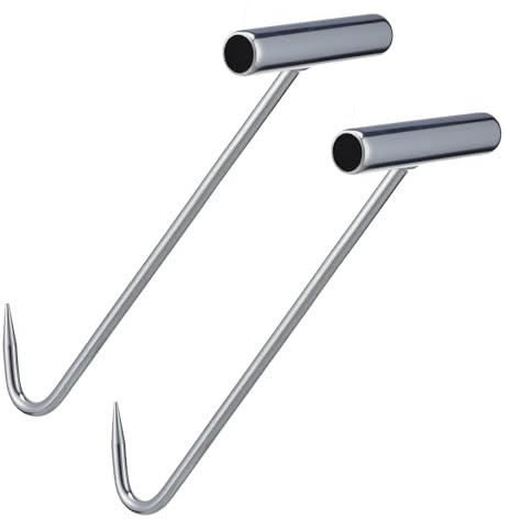 Healeved 2 Stück Schachtdeckelhaken aus Eisen T Förmiger Zughaken 29cm Weiß Verzinkt Werkzeug zum Öffnen Von Kanaldeckeln und Ziehen Von Türen