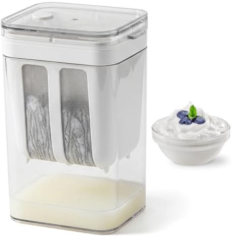 Passoire à yaourt grec avec couvercle Passoire de cuisine multifonctionnelle de 1100 ml avec filtre à mailles fines pour yaourt épais, fromage, noix, jus lait