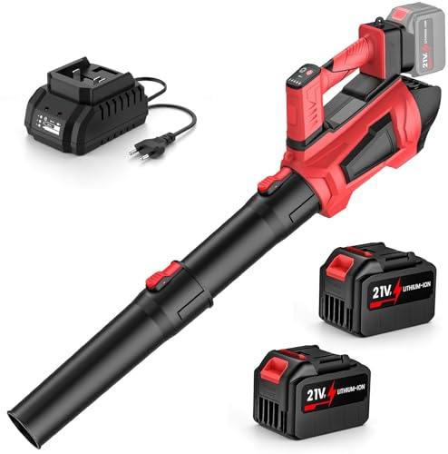 IERAKOR Soffiatore a Batteria 21V, 360 km/h & 2 Batterie 4500mAh | Soffiatore a Batteria Potente, Soffiatore Foglie, Motore Brushless, 5 Velocità + Turbo, 3 Tubi, Tracolla, Compatibile 18V