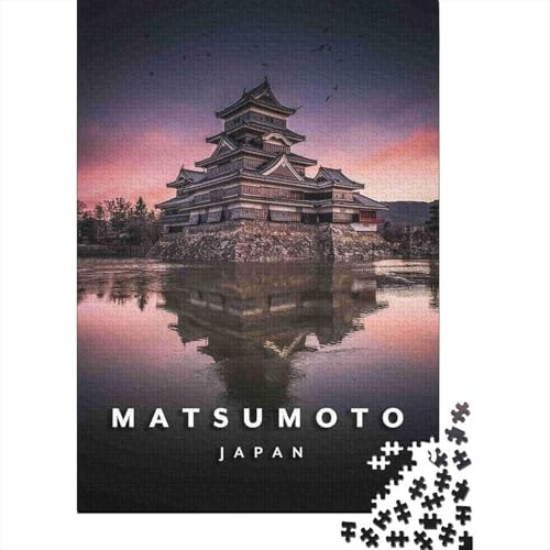 Japanische Alte Burg 1000 Teile Puzzle Spiel Papier für Erwachsene Sonnenuntergang Spiegelung Entspannung Dekoration Geschenk 70x50cm/1000pcs