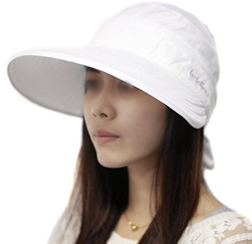 FSSTUD Chapeau de Soleil Anti UV Femme Pliable Loisirs Casquette Visière de Tennis Baseball Blanc
