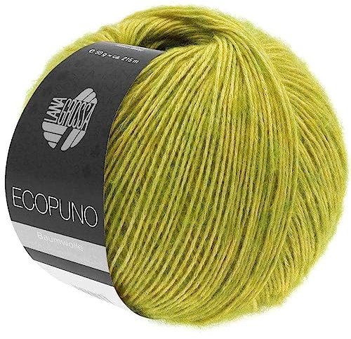 LANA GROSSA Ecopuno | Edle Netzgarnstruktur aus Baumwolle gefüllt mit Merino/Alpaka | Handstrickgarn aus 17% Schurwolle & 11% Alpaka Wolle | 50g Wolle zum Stricken & Häkeln | 215m Garn FB 3