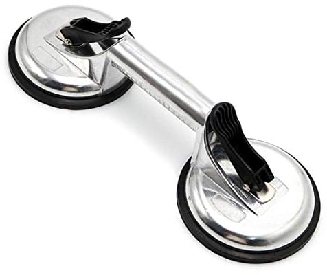 Heavy Duty Aluminum Double Handle Suction Cup Plate Professional Glass Puller/Lifter/Gripper (2 claw silver)