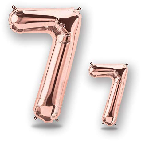 FUNXGO® folienballon 7 rosegold - 2 Stück - 42 & 17- luftballon Zahl 7 - Zahlen Ballon 7 Deko - zum 7. Geburtstag, Hochzeit, Jubiläum, Fest, Party Dekoration -100cm & 38cm- Ballon 7 rosegold