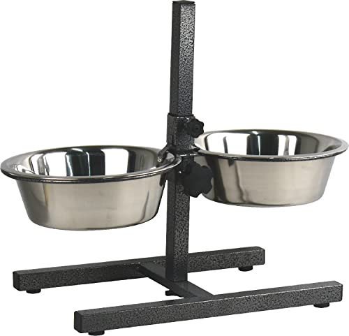 Sterling Ventures Variable Height Dog Pet 2 Bowls Feeding Water Station (Bowl Size 22 x 9cm)