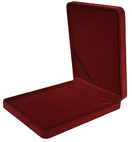 JunningGor Jewelry Set Velvet Box Necklace Earring Ring Necklace Bracelet Gift Display Case Wedding Jewelry Storage Holder (Wine Red For Chunky Collar Necklace)