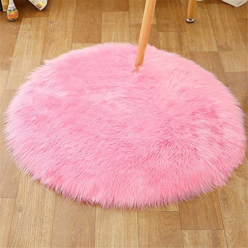 Tomifine Lammfell Schaffell Teppich, Shaggy Bereich Teppiche Longhair Kunstfell Dekofell für Wohnzimmer Schlafzimmer Kinderzimmer Teppich (Rund 45 cm,Rosa c)