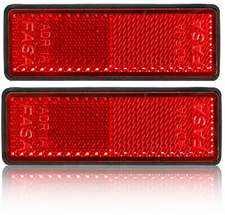AGRISHOP 2x Rot Rechteckige Reflektoren Selbstklebend,97.7x32x9mm, Rückstrahler für Traktor Wohnwagen Streuscheibe Anhänger Katzenauge,Rot Rear Reflektor (Eckige/Selbstklebend/2Stück)