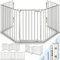 KIDUKU® Kaminschutzgitter mit Tür Metall 540 cm | Absperrgitter Ofenschutzgitter faltbar | Konfigurationsgitter inkl. 9 Elementen (Grau)