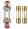 VEXUNGA AGU Sicherungshalter 50A Vergoldet Glassicherung Inline für Auto Audio Power Schutz Mit 2 Stück 50 Ampere AGU Sicherung Glasrohr