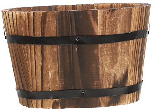 Kisangel Maceta De Madera Vintage para Suculentas para Decoración De Oficina y Hogar Macetero Ovalado De Carbonizado Resistente y Elegante para Plantas Artificiales y Naturales