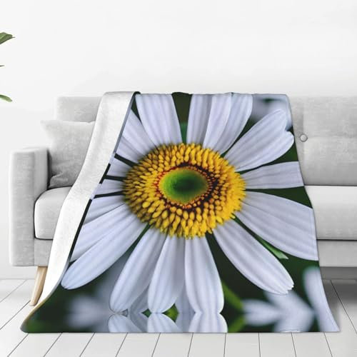 MDATT Fleece-Überwurfdecke mit Gänseblümchen-Motiv, 152,4 x 203,2 cm, Plüsch-Flanell-Decken für Sofa, Couch, Bett
