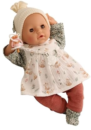 Schildkröt Schnullerbaby Amy 45 cm (Puppe mit Malhaar und braunen Schlafaugen, Baby Puppe inkl. Kleidung) 7545304
