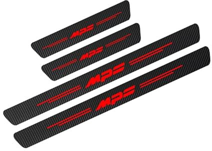 LJZYL 4 Stück Auto Carbon Fiber Türeinstiegsschutz Aufkleber, für Mazda MPS rutschfeste Anti-KratzTrim Scuff Styling SzubehöR,Red