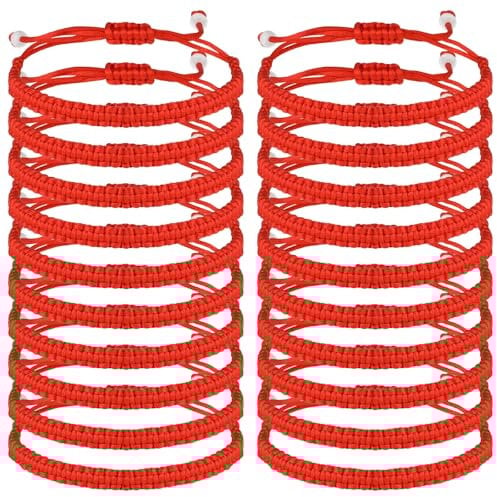 20Pcs Red Hand String Bracelet, Adjustable Braided Lucky Cord Protection Good Luck Red Cord Bracelet Red Bracelet for Protection Red String of Fate Bracelet for Couple Boyfriend Girlfriend Gift