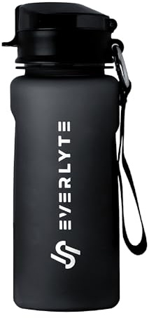 EVERLYTE Trinkflasche Sport 600ml - Soft-Touch-Sport Trinkflasche auslaufsicher & spülmaschinenfest - GYM Flasche mit praktischer Halteschlaufe - Wasser Flasche frei von BPA und DEHP