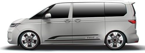 Finest Folia Racing Streifen Set mit Rakel für Seiten und Heck am Bus Multivan Folie mit Wunschtext Zierstreifen Seitenstreifen Rallystreifen Kfz Zubehör (T7, Individual)