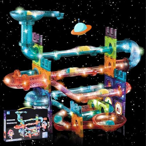 Magnetische Bausteine,111 Stück Konstruktion Bauen Blöcke Set,Magnetbausteine,Magnetspielzeug,Pädagogisches Spielzeug,Magnetische Bausteine mit Kugelbahn,Lernspielzeug,für Jungen und Mädchen