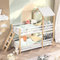 BLSYHDH Lit Superposé 207x97 avec Escalier,Lit pour Enfant Superposé avec Toboggan Lit d'enfant Lit Mezzanine avec Protection Antichute et ClôTures (Blanc+Couleur du Bois, escaliers+Tableau Noir)