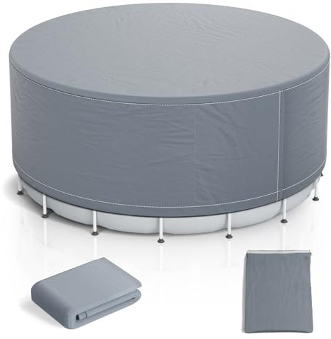 215×70CM Round Hot Tub Cover, 6 Persons Hot Tub Cover Protector, 420D Full Coverage Hottub Surround Pool Covers-UV Resistant & Waterproof Overall Spa Safety Protector for Outdoor Tubs (Grey)