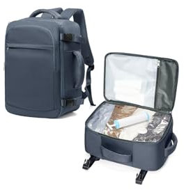 Zaino Sottovuoto Ryanair 40x20x25 Bagaglio a Mano con Pompa Sottovuoto, Zaino da Viaggio Aereo Impermeabile per Uomo Donna Borsa da Cabina Zaini Casual Valigia per Ufficio, Scuola e Lavoro -Blu