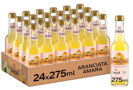 Lurisia La Nostra Aranciata Amara, Bevanda Analcolica Prodotta con il Succo delle Arance Italiane e l’Estratto di Melangolo di Puglia – 24 Bottiglie in Vetro da 275ml