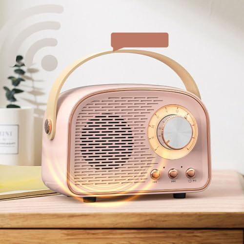 Retro Cute Speaker With FM Radio Speaker, Portable Birthday Presents Wireless Speaker, For Teen Boys, Girls, Women, Men(Pink)