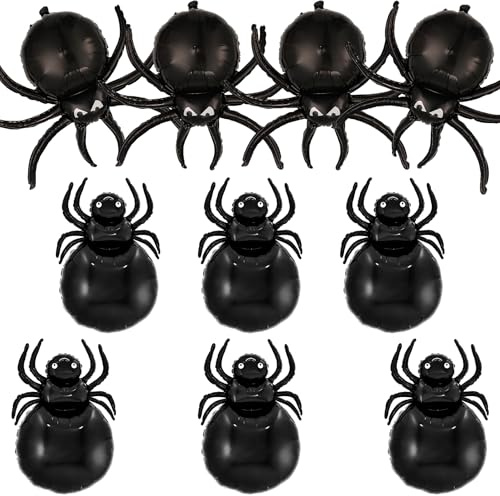 10 Stück Halloween Spinne Luftballons, Schwarze Spinnen Ballons | Folienballon Spinne, Halloween Deko Spinne Große, HalloweenDeko Luftballons, für halloween Geburtstag Party Dekoration