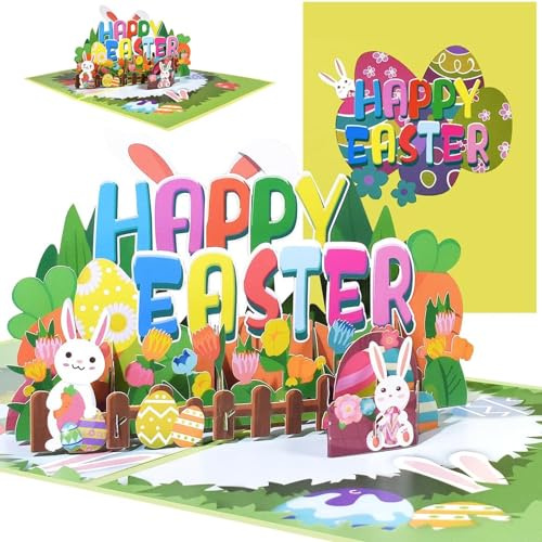 Easter Card 3d Pop Up Birthday Cards For Women Happy Easter Decorations Bright Bunny With Eggs Mixed Designs With Envelope For Festive Decor And Fun Interactive Experience To Share Joy And Blessings