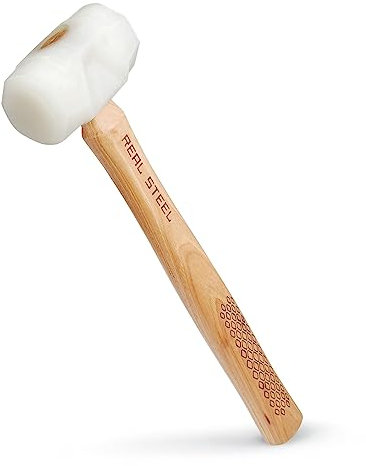 REAL STEEL 0314 Soft-face Hammer with Urethane Head, Hickory Wood Handle, 8-Ounce