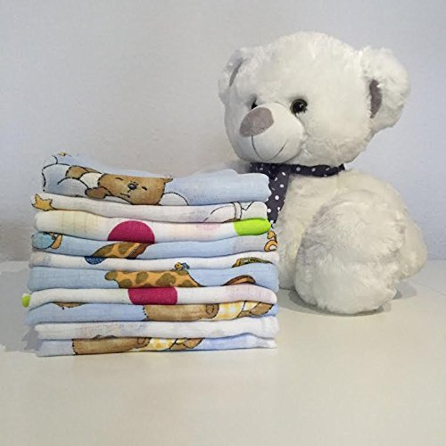 30 Stück - Stoffwindeln mit buntem Aufdruck Stoffwindel Windeln Windel Mullwindeln Spucktuch Spucktücher 80x80 cm