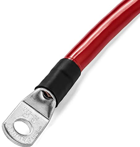 Spartan Power Red 1 Foot 4/0 AWG Battery Cable, Positive Only 5/16 M8 Made in USA