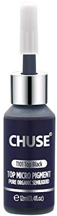 CHUSE T101 Top negro Color cosmético de la tinta permanente del tatuaje del maquillaje del micro pigmento microblading Aprobó SGS, DermaTest 12ml (0.4fl.oz)