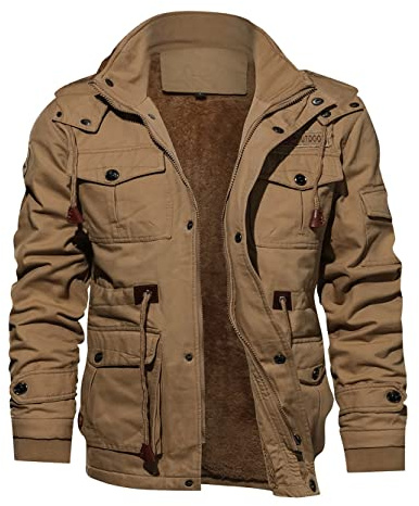 Giacca da uomo Militare Giacca invernale Casual Cotone Antivento Giacca da esterno Cargo Giacca con Cappuccio