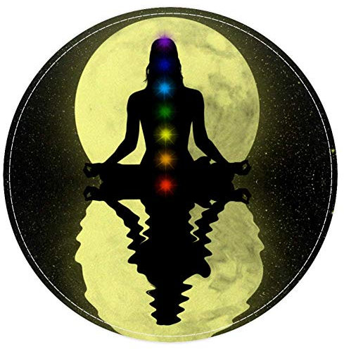 EZIOLY 7 Chakren rutschfeste waschbare runde Fläche Teppich Badteppich für Wohnzimmer, Schlafzimmer, Küche, Baby Spielzimmer, 40 x 40 cm