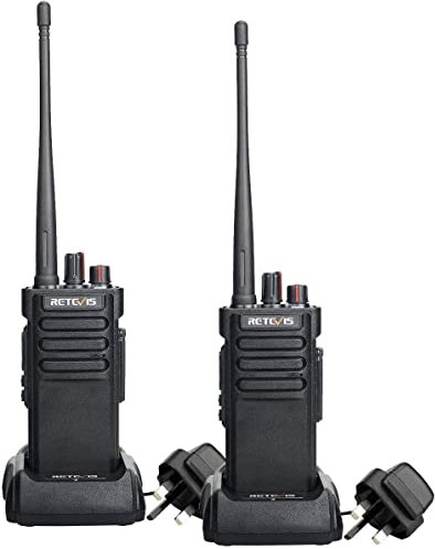 Retevis RT29 Walkie Talkies for Adults, Long Distance Two Way Radio, IP67 Waterproof, 3200mAh VOX, Rechargeable 2 Way Radio for Construction Site, Guard, School (Black, 2Pcs)