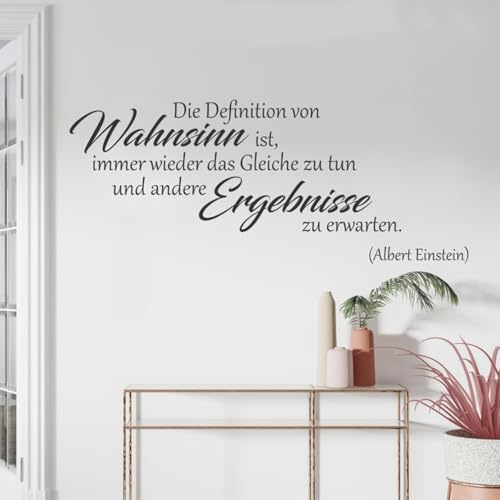 tjapalo® a53 Wandtattoo Büro sprüche zitate Wandtatoo Motivationssprüche Motivation Albert Einstein Wandspruch Spruch Wandtattoo Sprüche Zitate, Farbe: gold metallic, Größe: B140xH58cm