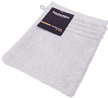 Traumschloss Frottier-Line Premium hautsympathischer Waschhandschuh aus 100% amerikanischer Supima Baumwolle 600g/m², Farbe:hellgrau, Größe:16x21
