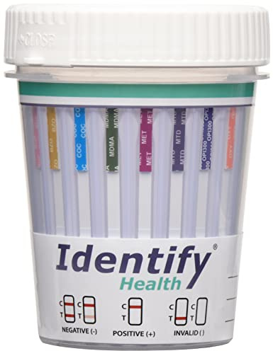 Identify Health 12 Panel-Drogentestbecher, PCP-Version, testet Urin sofort auf 12 verschiedene Medikamente: AMP, BAR, BUP, BZO, COC, MDMA, MET, MTD, OPI300, OXY, PCP, THC ID-H12-1 (25)