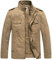 WenVen Homme Veste Légère d'Extérieur Automne Manteau en Coton Décontracté Coupe-Vent Veste Chaude Veste Multipoches Veste Classique Elégante Kaki L