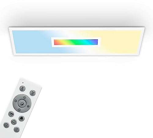 TELEFUNKEN - LED Panel, LED Deckenleuchte, Deckenlampe dimmbar, inkl. Fernbedienung, RGB-Innenbereich, 22 Watt, 2200lm, Timerfunktion, 1000x250x63mm (LxBxH) 319206TF Weiß